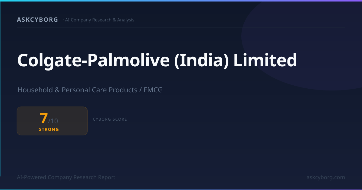 Colgate-Palmolive (India) Limited Business Model & Cyborg Score 7/1 ...