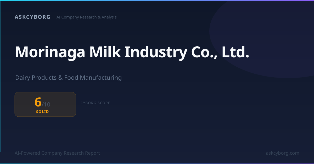 Morinaga Milk Industry Co., Ltd. Business Model & Cyborg Score 6/10 ...