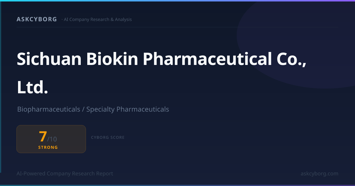 Sichuan Biokin Pharmaceutical Co., Ltd. Business Model & Cyborg Sco ...